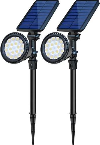 Miniatura 9 de Focos solares para exteriores, focos solares brillantes para paisaje, impermeables, 18 LED, 2 en 1, luz de bandera con energía solar, luces
