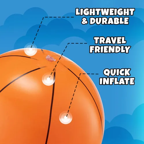 Miniatura 7 de Pelotas inflables de playa de baloncesto (paquete de 6) – Pelotas de playa duraderas de 16 pulgadas para niños, juguetes de piscina de verano