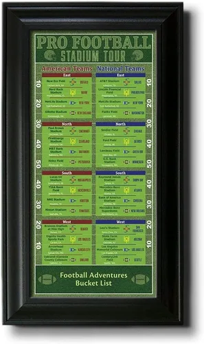 Miniatura 6 de Rastreador de lista de deseos de estadios de fútbol, marco gris de madera de granero, 13.5 pulgadas x 23.5 pulgadas, pin your football stadium