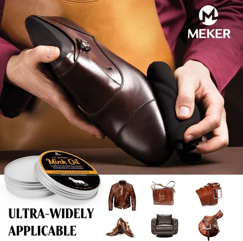 Miniatura 3 de MEKER Aceite de visón para botas de cuero, acondicionador y limpiador de cuero 3.52 oz - totalmente natural, impermeable, suaviza y restaura zapatos