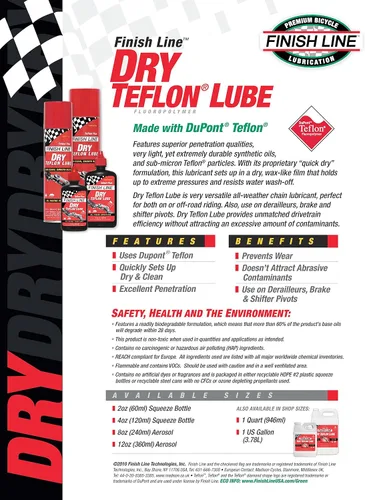 Miniatura 2 de Finish Line Lubricante para bicicleta seca Aerosol de 8 onzas