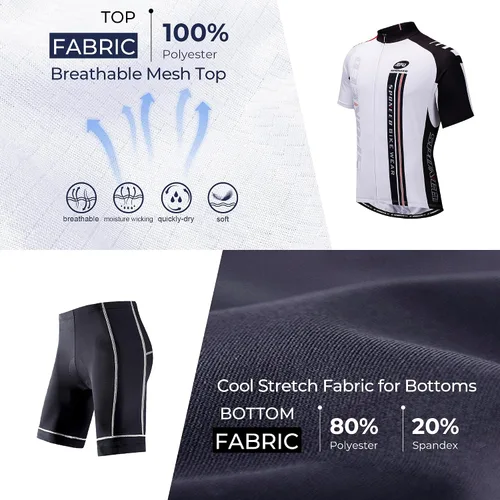 Miniatura 4 de sponeed Conjunto de traje de ciclismo para hombre, camiseta de ciclismo de carretera, pantalones cortos de ciclismo de trianthlon