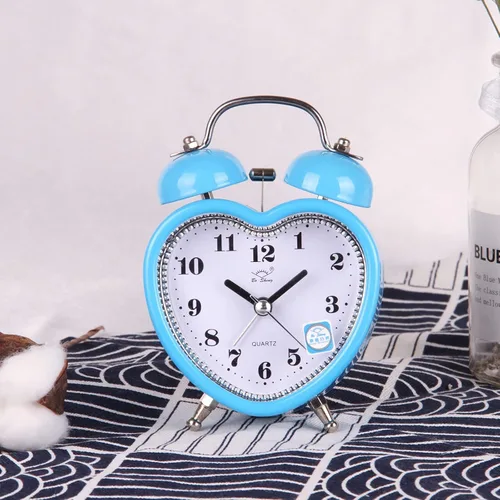 Miniatura 2 de SHISEDECO - Reloj despertador de 3 pulgadas, con doble campana, alarma fuerte, silencioso, analógico, de cuarzo, con luz nocturna, operado por Azul