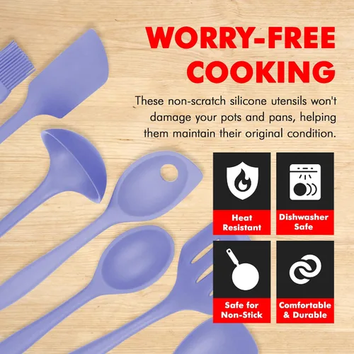 Miniatura 3 de Chef Craft - Juego de herramientas y utensilios de cocina de silicona de alta calidad, antiarañazos, soporta temperaturas de hasta 450 °F, sin BPA
