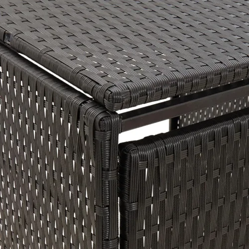 Miniatura 6 de vidaXL - Cobertizo doble de ratán de polietileno, duradero, resistente a la intemperie, tapa de fácil acceso, puerta frontal con cerradura