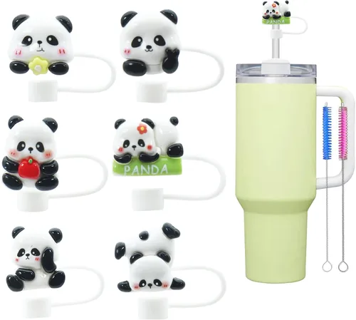 Miniatura 14 de 8Pcs Cute 10mm Animal Straw Covers Cap for Stanley Cup,Silicone Straw Toppers Compatible with Stanley 30&40 Oz Tumblers with Handle, Dust-Proof