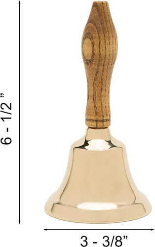 Bevin Bells - Campana de mano sólida con mango de madera, campanas de latón para hacer ruido 4K