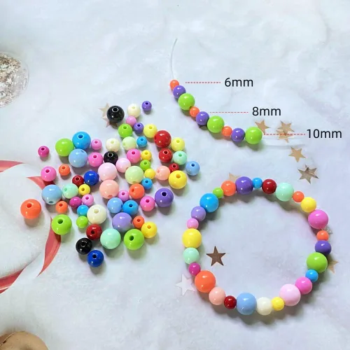 Miniatura 4 de Cuentas redondas de acrílico pastel, cuentas espaciadoras de plástico de color caramelo para bricolaje, collares, pulseras, aretes, joyería Amarillo