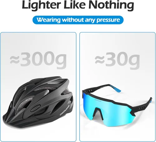 Miniatura 4 de Odoland Conjunto de casco de bicicleta para adultos y lentes de sol de ciclismo para hombres y mujeres, casco de bicicleta certificado de seguridad