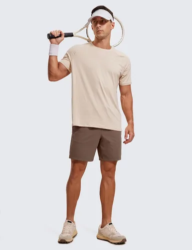 Miniatura 4 de CRZ YOGA Pantalones cortos de entrenamiento elásticos en cuatro direcciones para hombre, 7 pulgadas, suaves, duraderos, casuales, con bolsillos