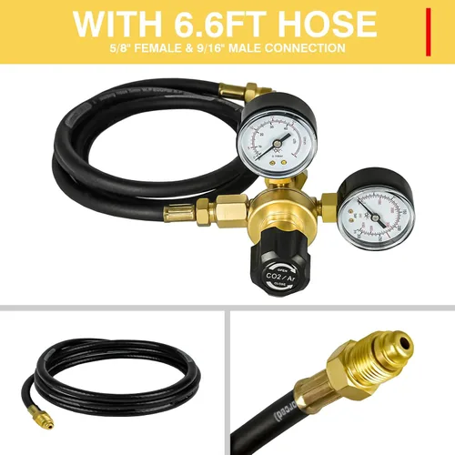 Miniatura 5 de Medidores de regulador de argón CO2 Soldadura de gas, regulador de gas argón 0-4500PSI para soldadura Mig Tig, conexión de entrada CGA580