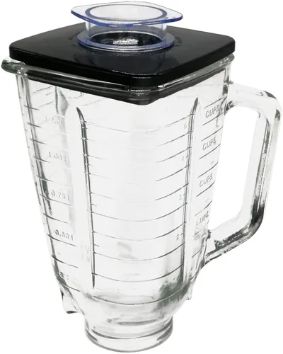 Miniatura 2 de Licuadora de repuesto para 5 tazas de vidrio con tapa de tarro y hoja de trituración de hielo de 4 puntos de acero inoxidable, tapa inferior