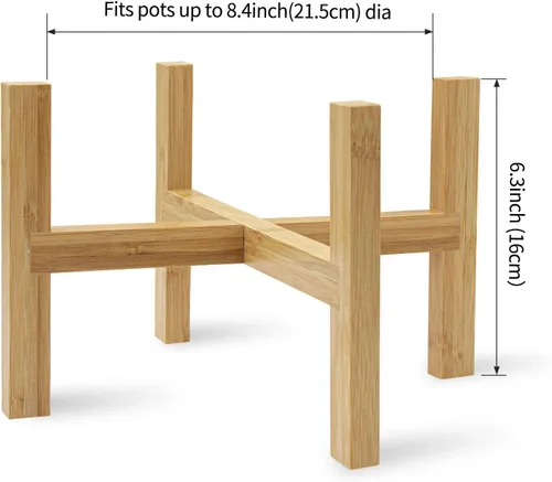 Miniatura 4 de DAORFAA Soporte de bambú para plantas, soporte para macetas, maceta de hasta 8 pulgadas, natural, moderno de mediados de siglo (maceta no incluida)