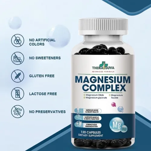 Miniatura 2 de Complejo de magnesio de alta absorción Complejo de magnesio elemento para la salud muscular, ósea y nerviosa, suministro de 2 meses, 120 cápsulas