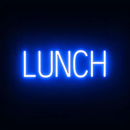 SpellBrite Letrero de almuerzo para restaurantes | Letreros relacionados con el brunch con aspecto de neón, luz LED azul | 20.3 x 6.3 pulgadas