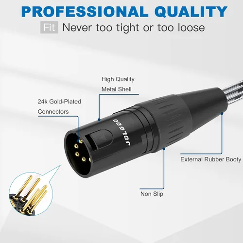 Miniatura 2 de JOLGOO Paquete de 2 adaptadores de cable DMX de 12 pulgadas, macho XLR de 5 pines a hembra XLR de 3 pines, para accesorios de iluminación DMX