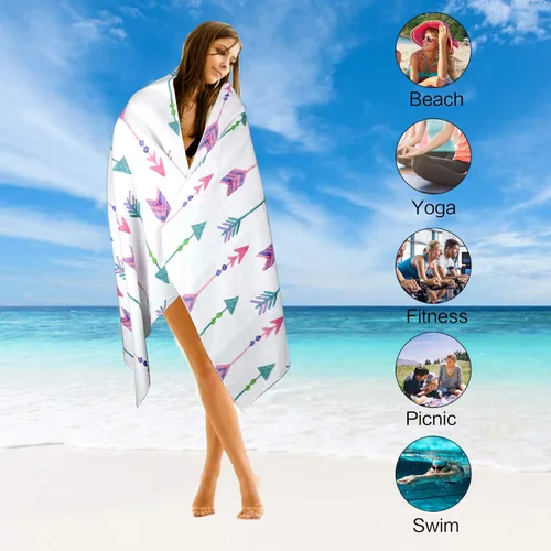 Miniatura 5 de Toalla de playa fina de secado rápido, sin arena, súper absorbente, impresa en dos lados, manta grande de gran tamaño para viajes, piscina, baño