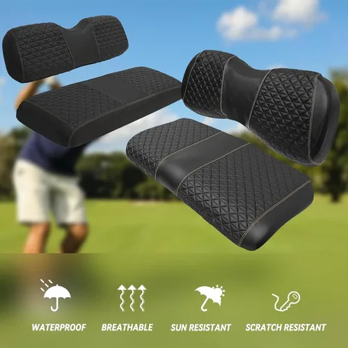 Miniatura 6 de XUANYUDG0769 Fundas de Asiento Delantero y Trasero para Carrito de Golf para EZGO TXT/RXV Club Car DS/Precedent Yamaha G29, Hechas de Vinilo