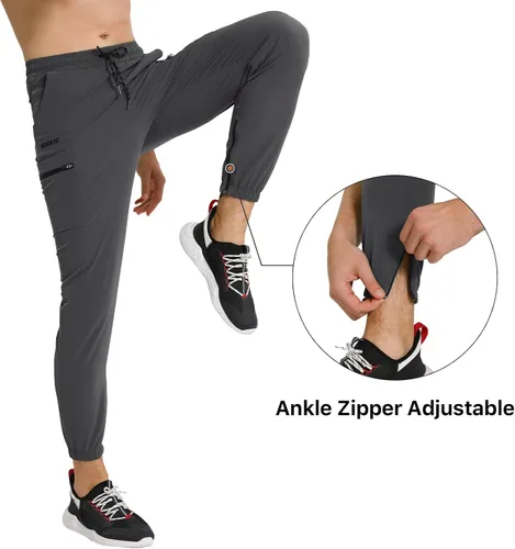 Miniatura 3 de BROKIG Pantalones deportivos ligeros para hombre, con bolsillos con cremallera, ajustados, atléticos, senderismo, gimnasio, atletismo, pantalones