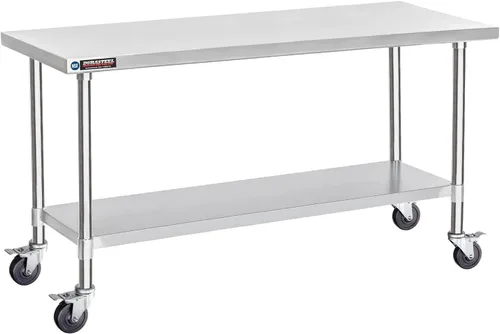 Miniatura 61 de DuraSteel Carrito de acero inoxidable NSF de 30 x 72 pulgadas, mesa de preparación de alimentos resistente con estante inferior, isla de cocina