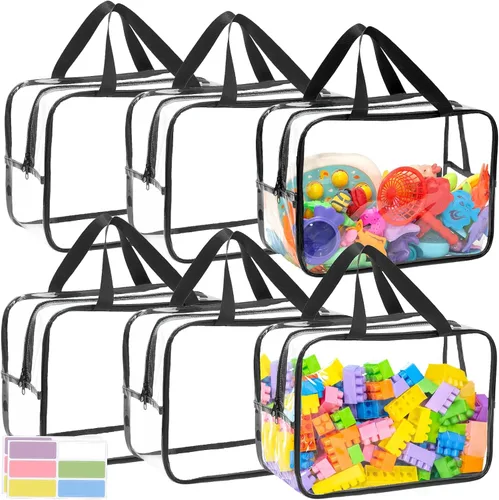 Miniatura 12 de 9 bolsas de almacenamiento de juguetes, bolsa organizadora de juguetes de PVC transparente que incluye 6 bolsas grandes de mano y 3 bolsas medianas