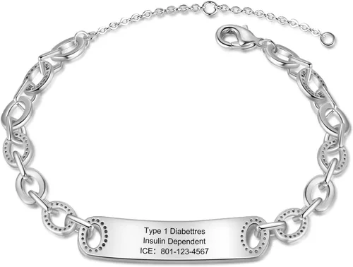 Miniatura 57 de OPALSTOCK Pulseras médicas personalizadas de silicona ajustable para identificación de emergencias, grabado gratuito, 9 pulgadas, resistente al