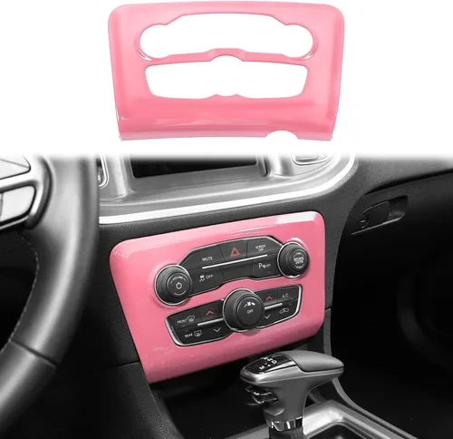 Voodonala Para cargador de radio AC CD interruptor panel de ajuste para Dodge Charger 2015-2019, ABS rosa 1 unidad Rosa/Rebel Fun.
