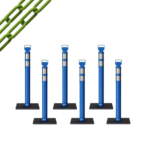 Miniatura 51 de Trafford Industrial - Paquete de 6 postes de delineador de 45 pulgadas, collares reflectantes de 3 pulgadas, base de goma de 10 libras