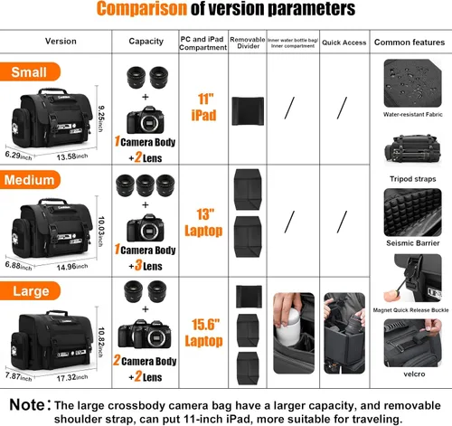 Miniatura 2 de Cwatcun Bolsa Bandolera para Cámara, Impermeable Multifuncional Fotografía Táctica Bolsa Cruzada para Cámara con Soporte para Trípode y Bolsas
