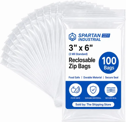 Miniatura 13 de Spartan Industrial - Bolsas con cremallera de 2 x 8 pulgadas de largo (100 unidades) - Bolsas de polietileno transparentes con cierre de 2 mil