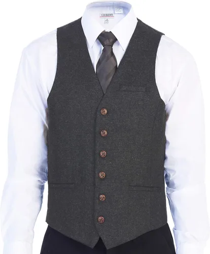 Miniatura 70 de Gioberti Chaleco de tweed formal de 6 botones para hombres