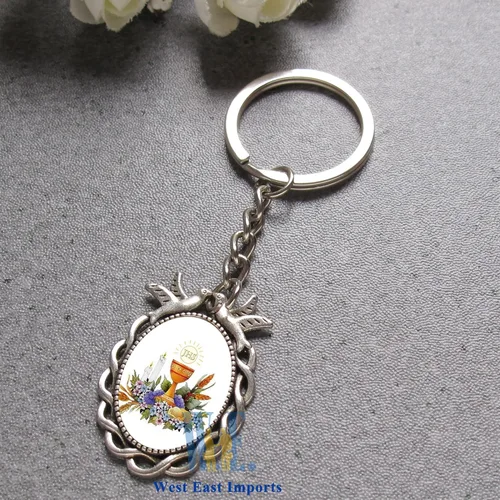 Miniatura 5 de Llavero Primera Comunión (12 PCS) Útil Comunión Recuerdos de Primera Comunión, plateado
