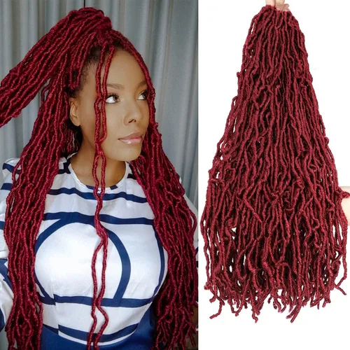 Miniatura 12 de Pelo sintético de ganchillo de 18 pulgadas, 2 paquetes de rastas suaves de diosa, trenzas de ganchillo pre-enlazadas para mujeres negras, pelo