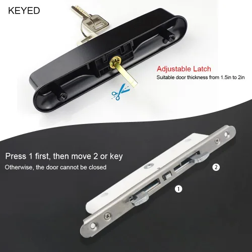 Miniatura 4 de Juego de manijas de puerta corrediza de patio con cerradura de embutir, adecuado para puertas corredizas de patio de vidrio con grosor de 1.5 a 2