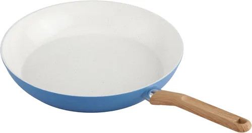 Miniatura 7 de GoodCook Juego de sartenes de cerámica saludable de 3 piezas con infusión de titanio, azul claro, utensilios de cocina de inducción, sartén