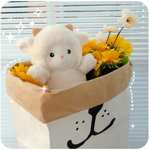 Miniatura 3 de Little Sheep - Peluche de cordero de peluche, regalo de cumpleaños para niños, 10 pulgadas (blanco)