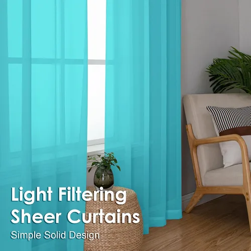 Miniatura 26 de OVZME Cortinas traslúcidas, ligeras, suaves, para estudio, sala de estar y dormitorio, juego de 2 paneles, 42 pulgadas de ancho x 84 pulgadas