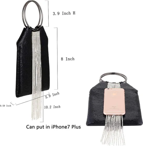 Miniatura 3 de Bolso de mano con borlas de cristal con asa de muñeca para cóctel fiesta boda noche