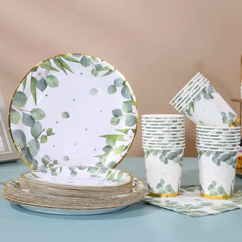 Miniatura 7 de Platos y servilletas para baby shower de género neutro para 25 decoraciones de fiesta verde salvia, decoración de fiesta de cumpleaños para niños