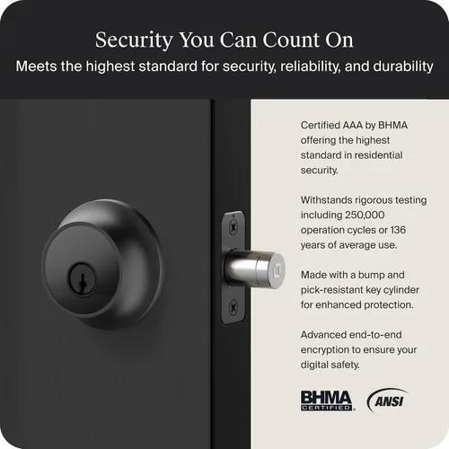 Miniatura 5 de Level Lock Pro - Cerradura inteligente más pequeña, rápida e innovadora del mundo - Cerrojo de seguridad de materia sobre rosca más llave Apple Home