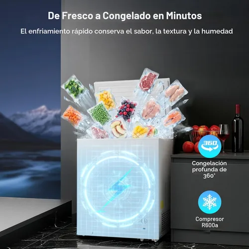 Miniatura 2 de Congelador de pecho de 2.7 pies cúbicos, pequeño y compacto con 7 termostatos ajustables, 2 cestas extraíbles, ahorro de energía, mini congelador