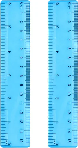 Miniatura 7 de EBOOT Paquete de 2 reglas de plástico rectas, herramienta de medición de plástico para la oficina escolar de estudiantes, color azul, 6 pulgadas