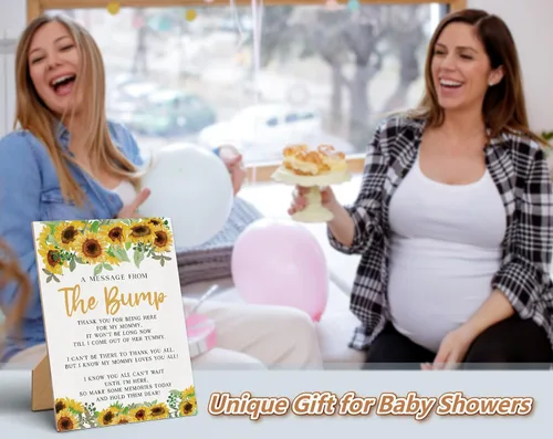 Miniatura 5 de Baby Shower Games a Message from The Bump - Cartel de juego para baby shower, 8 x 11 pulgadas, letrero de juego de madera con girasol, decoración