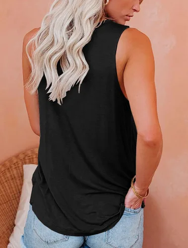 Miniatura 36 de JAWINT Camisetas casuales sin mangas para mujer, cuello redondo, sin mangas, holgadas, holgadas