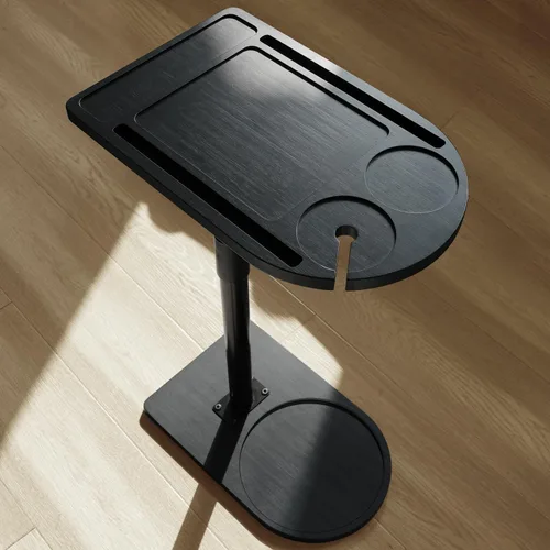 Miniatura 8 de YUHFERA Mesa de Bandeja Giratoria de 360° para Brazo de Sofá - Mesa Auxiliar Ajustable en Altura para Cama o Silla con Ranuras para Teléfono