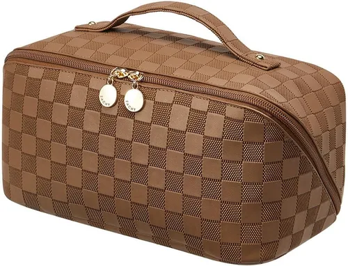 Miniatura 61 de EACHY Bolsa de Maquillaje de Viaje, Bolsas de Cosméticos de Gran Capacidad para Mujeres, Bolsa Portátil Impermeable que se Abre Plana, Bolsa de Aseo