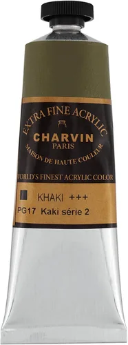 Miniatura 124 de Charvin Pintura acrílica profesional extrafina – verde absenta, tubo de 2.1 fl oz, pigmentos de triple fresado, resistente a la luz, pinturas