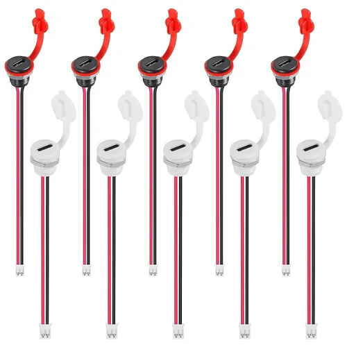 Miniatura 25 de 8pcs Bare Board Type-C Female Chassis Waterproof 2P Solder Wire Type USB C Pigtail Cable Extension Power Cable USB-C Plug to 2 Pin Bare Wire Open