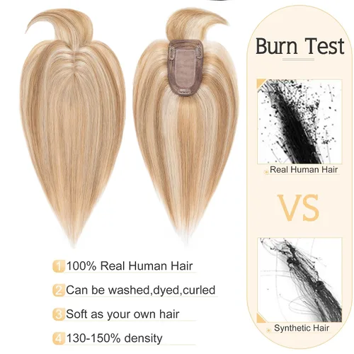 Miniatura 2 de SEGO Extensiones de Cabello para Mujeres Cabello Humano Real Con Flequillo, Base de Seda de 7 * 13CM (2.8 x 5.1 pulgadas) Cabello Humano Remy 100%