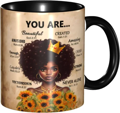 Miniatura 29 de Taza de café, taza de té para mujeres y niñas, taza de diseño único, perfecta para regalos, mujeres afroamericanas afro